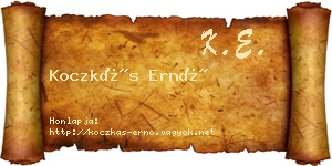 Koczkás Ernő névjegykártya